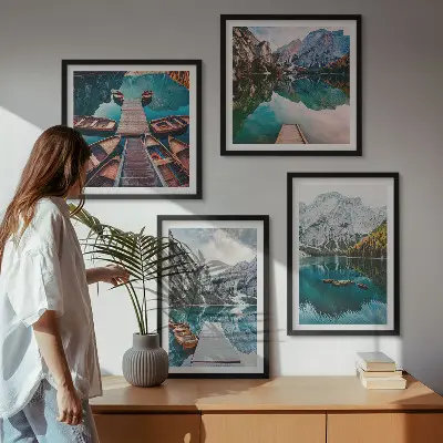 Galería de pared lago, puentes y montañas