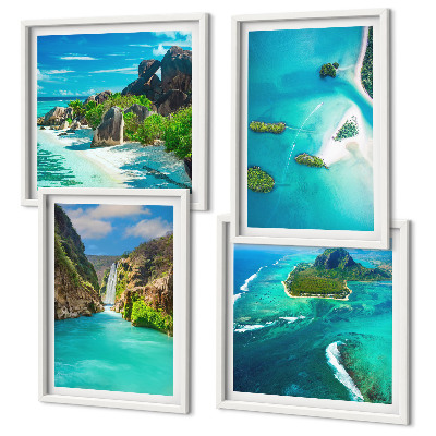 Set de cuadros modernos para salón Islas tropicales de color turquesa