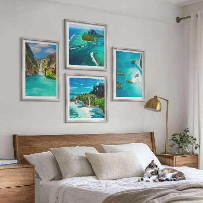 Set de cuadros modernos para salón Islas tropicales de color turquesa