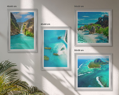 Set de cuadros modernos para salón Islas tropicales de color turquesa