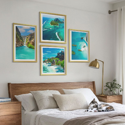 Set de cuadros modernos para salón Islas tropicales de color turquesa