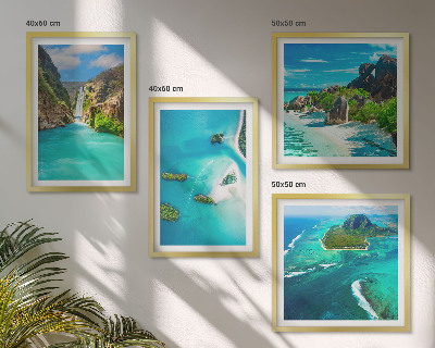 Set de cuadros modernos para salón Islas tropicales de color turquesa
