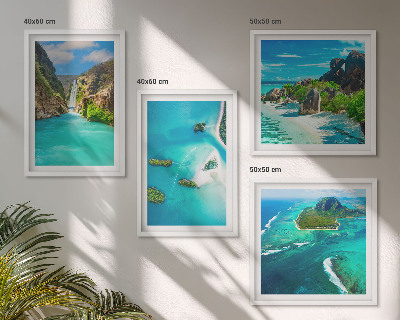 Set de cuadros modernos para salón Islas tropicales de color turquesa