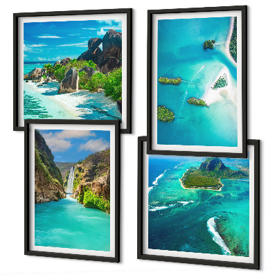 Set de cuadros modernos para salón Islas tropicales de color turquesa