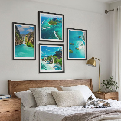 Set de cuadros modernos para salón Islas tropicales de color turquesa