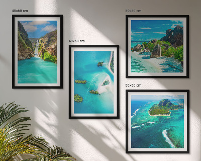 Set de cuadros modernos para salón Islas tropicales de color turquesa