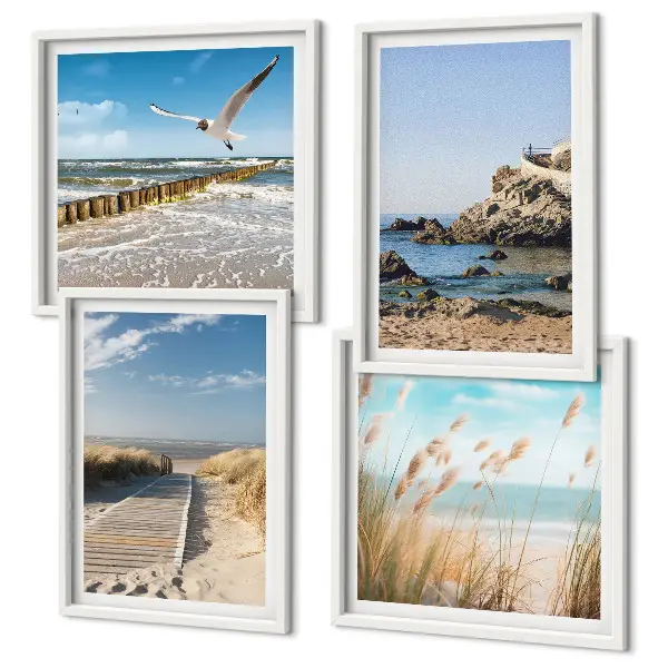 Galería de pared con diseño de acantilados de madera frente a senderos de playa