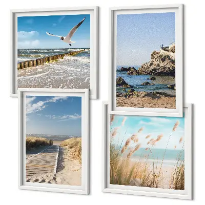 Galería de pared con diseño de acantilados de madera frente a senderos de playa