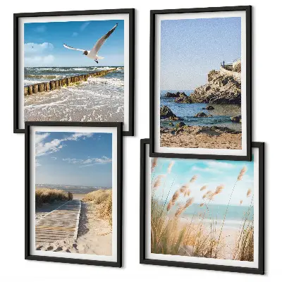 Galería de pared con diseño de acantilados de madera frente a senderos de playa