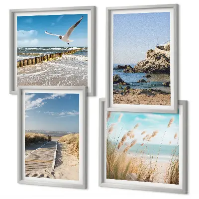 Galería de pared con diseño de acantilados de madera frente a senderos de playa