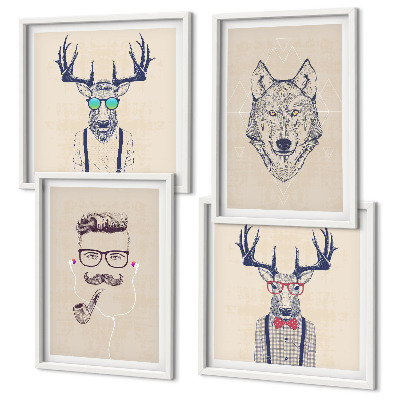 Set de cuadros modernos para salón Retratos de animales con estilo