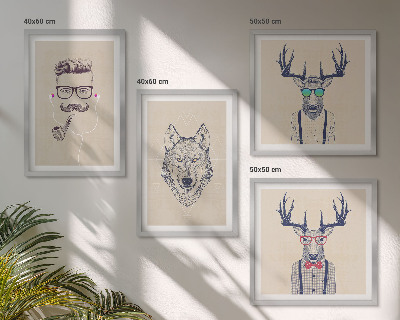 Set de cuadros modernos para salón Retratos de animales con estilo