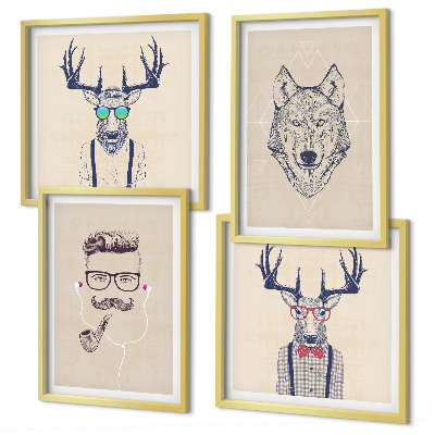 Set de cuadros modernos para salón Retratos de animales con estilo