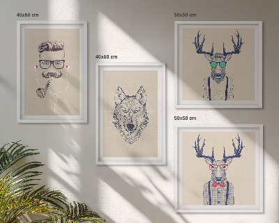 Set de cuadros modernos para salón Retratos de animales con estilo