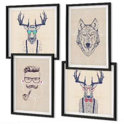 Set de cuadros modernos para salón Retratos de animales con estilo