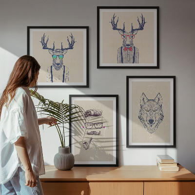 Set de cuadros modernos para salón Retratos de animales con estilo