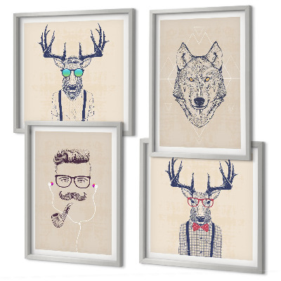 Set de cuadros modernos para salón Retratos de animales con estilo