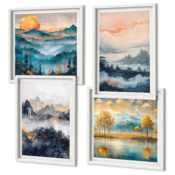 Set de cuadros modernos para salón Abstracciones pintadas de la naturaleza