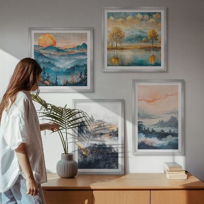 Set de cuadros modernos para salón Abstracciones pintadas de la naturaleza