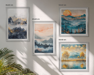 Set de cuadros modernos para salón Abstracciones pintadas de la naturaleza