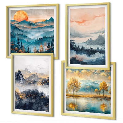 Set de cuadros modernos para salón Abstracciones pintadas de la naturaleza