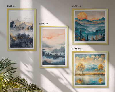 Set de cuadros modernos para salón Abstracciones pintadas de la naturaleza