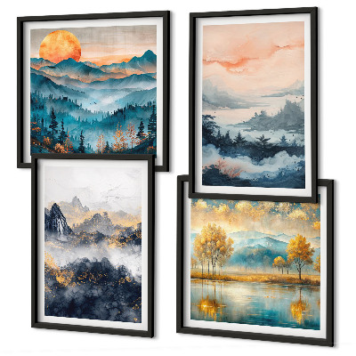 Set de cuadros modernos para salón Abstracciones pintadas de la naturaleza