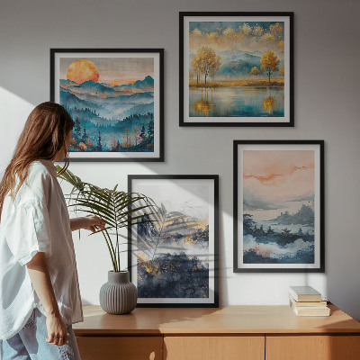 Set de cuadros modernos para salón Abstracciones pintadas de la naturaleza