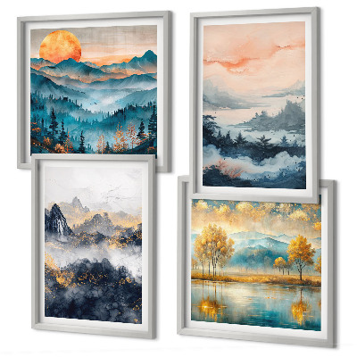 Set de cuadros modernos para salón Abstracciones pintadas de la naturaleza