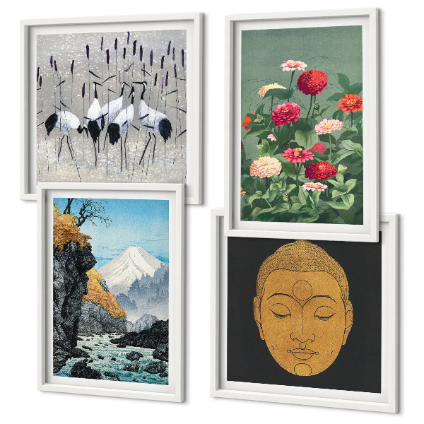 Set de cuadros modernos para salón Naturaleza japonesa y estilo Japandi