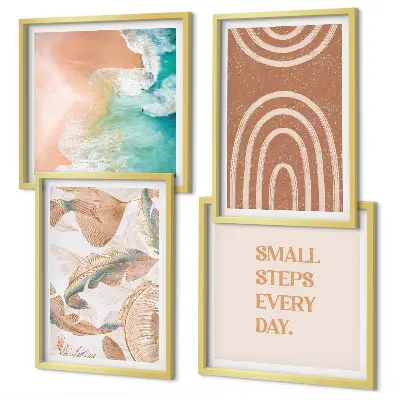 Set de 4 cuadros decorativos diseño de hojas delicadas estilo boho para salón