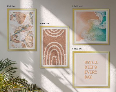 Set de 4 cuadros para salón Letras delicadas de hojas estilo boho