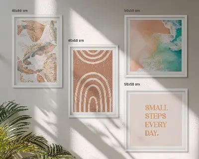 Set de 4 cuadros decorativos diseño de hojas delicadas estilo boho para salón