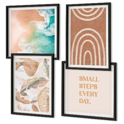 Set de 4 cuadros decorativos diseño de hojas delicadas estilo boho para salón