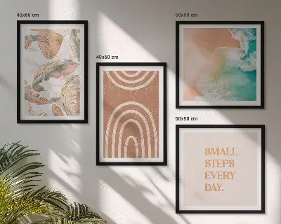 Set de 4 cuadros decorativos diseño de hojas delicadas estilo boho para salón
