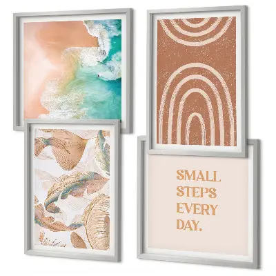 Set de 4 cuadros decorativos diseño de hojas delicadas estilo boho para salón