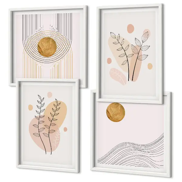Set de cuadros modernos para salón con dibujos minimalistas de plantas