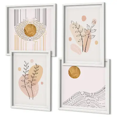 Set de cuadros modernos para salón con dibujos minimalistas de plantas