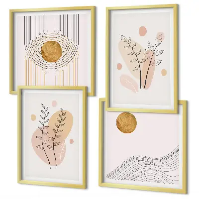 Set de cuadros modernos para salón con dibujos minimalistas de plantas