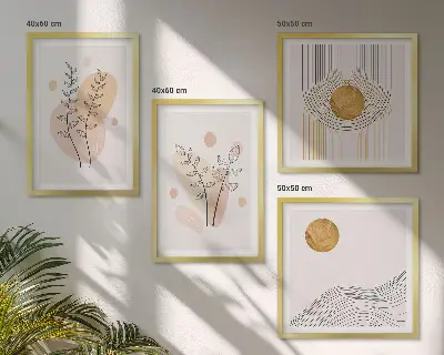 Set de cuadros modernos para salón con dibujos minimalistas de plantas