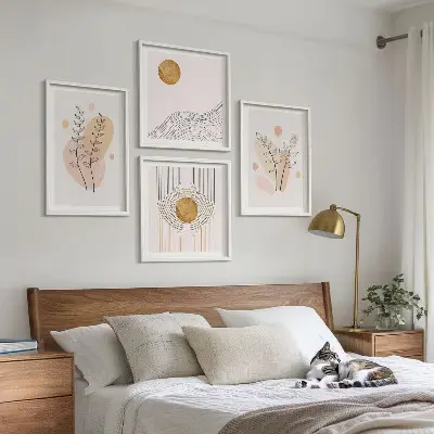Set de cuadros modernos para salón con dibujos minimalistas de plantas