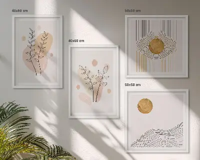 Set de cuadros modernos para salón con dibujos minimalistas de plantas