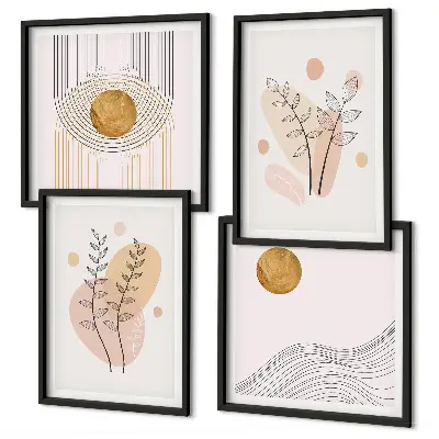 Set de cuadros modernos para salón con dibujos minimalistas de plantas