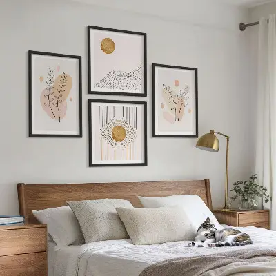 Set de cuadros modernos para salón con dibujos minimalistas de plantas