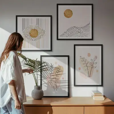 Set de cuadros modernos para salón con dibujos minimalistas de plantas