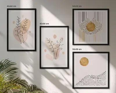 Set de cuadros modernos para salón con dibujos minimalistas de plantas