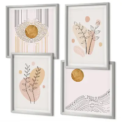Set de cuadros modernos para salón con dibujos minimalistas de plantas