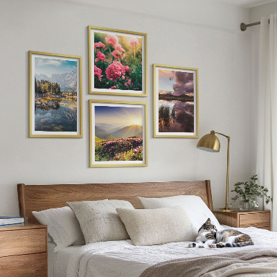 Galería de pared Flores jardín montaña prado agua