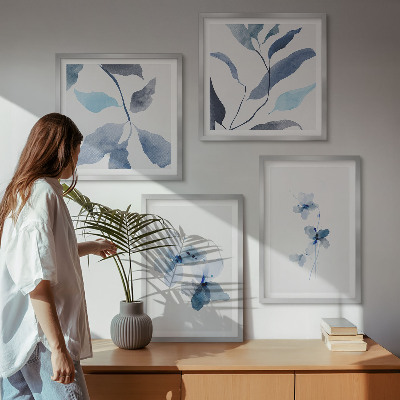 Galería de pared Flores azules minimalistas