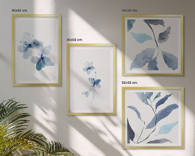 Galería de pared Flores azules minimalistas